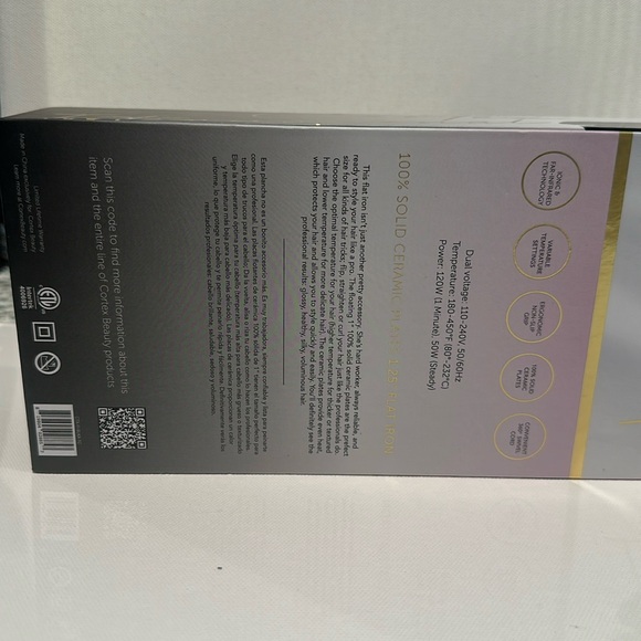 NIB Cortex International  100% Solid Ceramic Playes 1.25” Flat Iron w/temp … - Picture 5 of 11